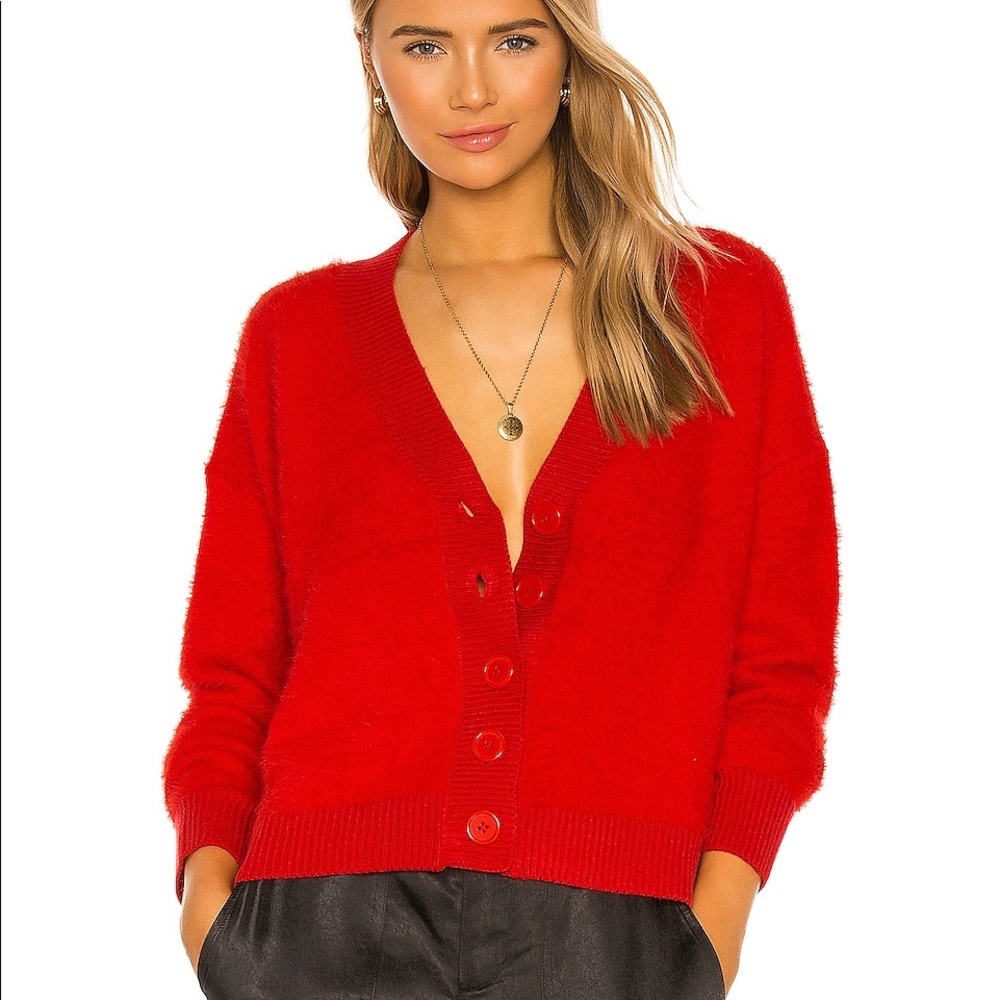 Sanctuary Red Cropped Cardigan